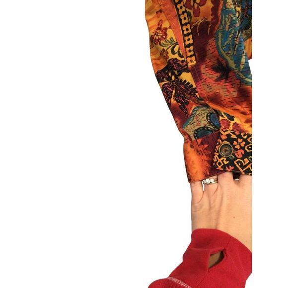 Coldwater Creek Cotton Embroidered Beaded Jacket Women PS Small Orange Patchwork - Picture 10 of 10